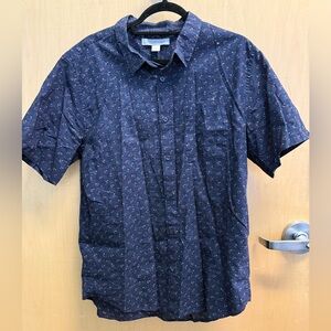 Men’s Outernnown Navy Floral Button-Up Shirt - Large